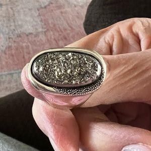 Michael Dawkins sterling silver and drusy quartz ring.